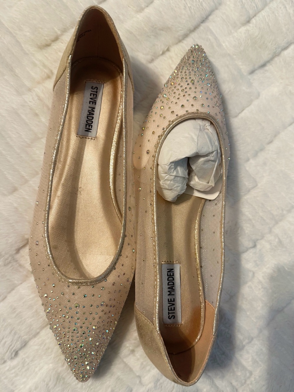 Steve Madden Champagne Crystal Pointed Flats